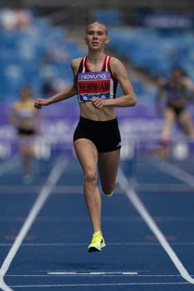 RECORD DATE NOT STATED 20th June 2026; Alexander Stadium, Birmingham, West Midlands, England; 2026 Novuna UK Athletics Championships; Emily Newnham of Shaftesbury Barnet Harriers wins a heat in the womens 400m hurdles GodfreyxPitt