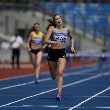 RECORD DATE NOT STATED 20th June 2026; Alexander Stadium, Birmingham, West Midlands, England; 2026 Novuna UK Athletics Championships; Arabella Wilson of TVH wins a heat in the womens 400m hurdles GodfreyxPitt