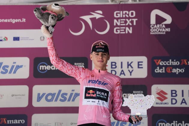 Italy s Lorenzo Mark Finn of Red Bull - Bora - Hansgrohe Rookies pink jersey during Stage 7 of the Giro Next Gen 2026, from Sulmona to Piana delle Mele (Guardiagrele), Italy, Saturday, June 20, 2026.  Copyright: xMassimoxPaolone LaPressex