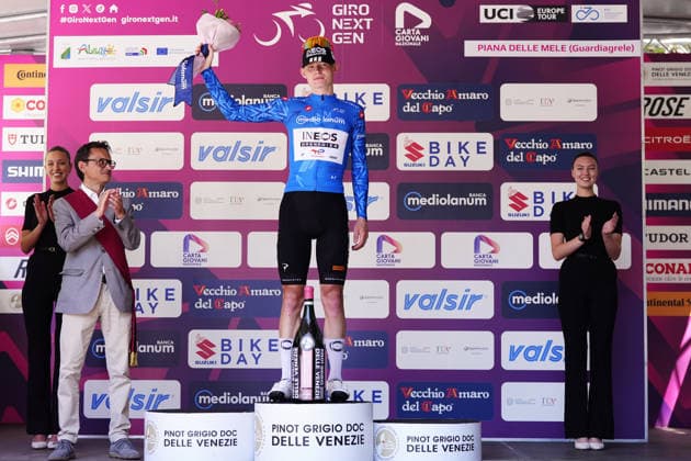 The blue jersey Great Britain s Mattie Dodd of Ineos Grenadiers Racing Academy during Stage 7 of the Giro Next Gen 2026, from Sulmona to Piana delle Mele (Guardiagrele), Italy, Saturday, June 20, 2026.  Copyright: xFabioxFerrari LaPressex