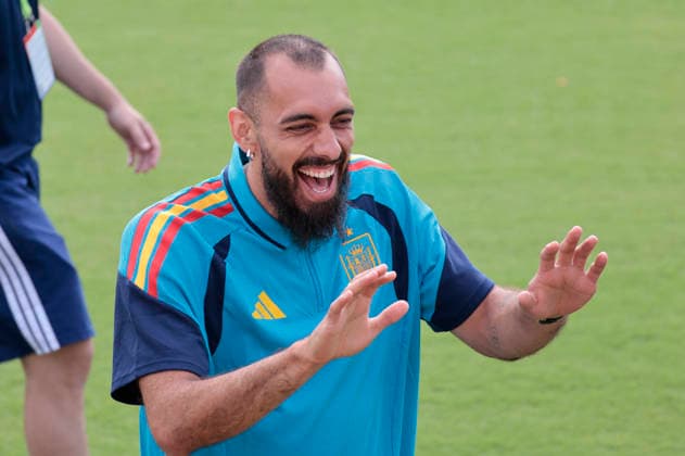 Spain s Borja Iglesias delivers remarks to the media in Atlanta, Spain, 20 June 2026. Spain will face Saudi Arabia in their 2026 FIFA World Cup, WM, Weltmeisterschaft, Fussball group H soccer on 21 June. SPain s presser !ACHTUNG: NUR REDAKTIONELLE NUTZUNG!  Copyright: xLavandeiraxJrx GRAF2022 20260620-55020656635_1