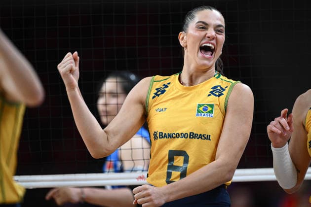 China v Brazil - 2026 FIVB Volleyball Nations League ANKARA, TURKIYE - JUNE 20: Julia Gambatto Kudiess (8) of Brazil celebrates after score during the 2026 FIVB Volleyball Nations League (VNL) Week 2 match between China and Brazil at Ankara Sports Hall in Ankara, Turkiye on June 20, 2026. Akin Celiktas Anadolu Ankara Turkey. Editorial use only. Please get in touch for any other usage.  Copyright: x2026xAnadoluxAkinxCeliktasx