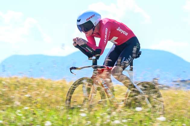 Tour de Suisse 2026 Stage 4 AARBURG, SWITZERLAND - JUNE 20 : Schmid Mauro (SUI) of Team Jayco AlUla in action during stage 4 of the 89th edition of Tour de Suisse an UCI World Tour 2.UWT Individual Time Trial stage for Men Elite of 23.8 km with start in Aarburg and finish in Aarburg on June 20, 2026 in Aarburg, Switzerland, 20 06 2026 ( Motordriver Guy De Vuyst - Aarburg Switzerland  Copyright: xVincentxKalutx