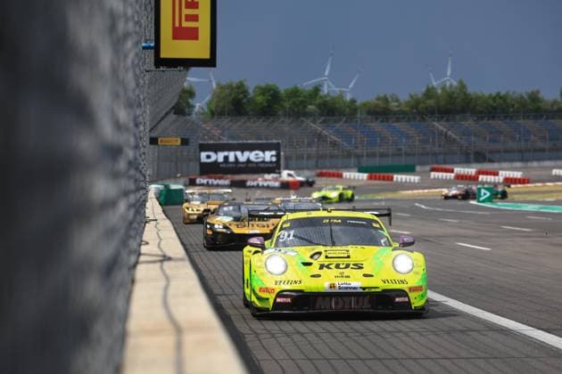 91 Thomas Preining A Manthey, Porsche 911 GT3 R Evo, action photo taken at Hoch Zwei Klettwitz, Germany,detected_source_language