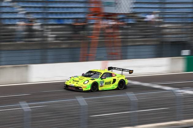 91 Thomas Preining A Manthey, Porsche 911 GT3 R Evo, action photo taken at Hoch Zwei Klettwitz, Germany,detected_source_language