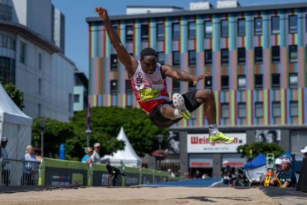 ESSEN, GERMANY - JUNE 20: Ahiandjipe Leoniel Octavianus (Schweriner SC, GER) during the Tag der Überflieger at Essen on June 20, 2026 in Essen, Germany. Germany Copyright: xPeterxWeberx