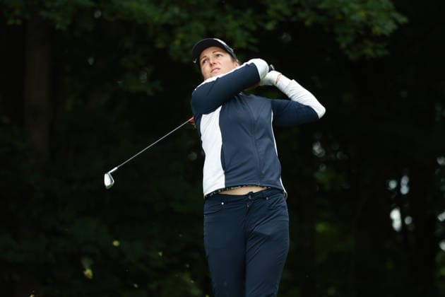Meijer LPGA, Golf Damen Classic BELMONT, MICHIGAN - JUNE 20: Celine Herbin of France plays her tee shot on the 7th hole during the third round of the Meijer LPGA Classic for Simply Give golf tournament at Blythefield Country Club in Belmont, MI, USA Saturday, June 20, 2026. Belmont Michigan United States  Copyright: xJorgexLemusx originalFilename:lemus-meijerlp260620_npdcS.jpg