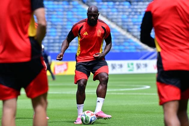 Belgium s Romelu Lukaku pictured during a training session of Belgian national soccer team Red Devils at the LA Galaxy stadium in Los Angeles, USA, on Saturday 20 June 2026. The Red Devils prepare for their second game in the group stage of the 2026 FIFA World Cup, WM, Weltmeisterschaft, Fussball DIRKxWAEM  x178496038x