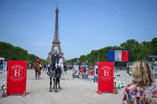 Edouard Mercier &er sur Ballerine de Blondel au Prix Barnes de de la 12ème édition Longines Paris Eiffel Jumping au pied de la Tour Eiffel sur le Champ-de-Mars à Paris, France, le 20 juin 2026. Perusseau-Veeren Bestimage Barnes Prize during the 12th edition of the Longines Paris Eiffel Jumping at Champ-de-Mars near Eiffel Tower in Paris, France, on June 20, 2026. Paris France  Copyright: xPerusseau-Veerenx xBestimagexPerusseau-Veerenx xBestimagex