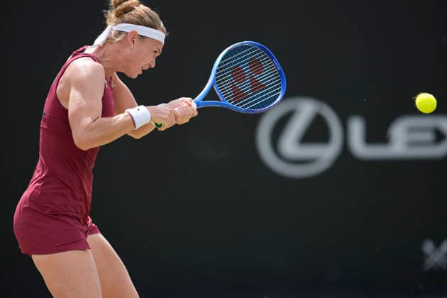 Lexus Nottingham Open - Day Six Marie Bouzkova in action during her semi-final singles match at the 2026 Lexus Nottingham Open Women s tennis tournament at the Nottingham Tennis Centre in Nottingham, England, on June 20, 2026. Nottingham Great Britain United Kingdom  Copyright: xOwenxHammondx originalFilename:hammond-2026lexu260620_npryR.jpg