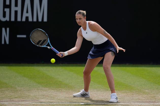 Lexus Nottingham Open - Day Six Karolina Pliskova competes during her semi-final singles match at the 2026 Lexus Nottingham Open Women s tennis tournament at the Nottingham Tennis Centre in Nottingham, England, on June 20, 2026. Nottingham Great Britain United Kingdom  Copyright: xOwenxHammondx originalFilename:hammond-2026lexu260620_npeoL.jpg