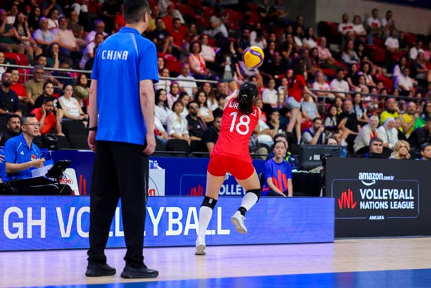 China V Brazil - Volleyball Nations League 2026 Ankara Stage Mengjie Wang 18 participates in the FIVB Volleyball Nations League (VNL) match between China and Brazil at the Ankara Arena in Ankara, Turkey, on June 20, 2026. Ankara Turkey  Copyright: xÃ‡aÄülarxOskayx originalFilename:oskay-chinavbr260620_npQql.jpg