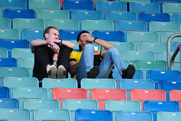 GOTHENBURG, SWEDEN 20260620 Depression following a 5-1 loss as soccer fans gathered at Ullevi to watch Sweden’s group stage match against the Netherlands in the World Cup on a big screen on Midsummer’s Day GÖTEBORG SWEDEN x9200x,detected_source_language  Copyright: xHannaxBrunlöf TTx FANS WATCH THE WORLD CUP NETHERLANDS - SWEDEN AT ULLEVI
