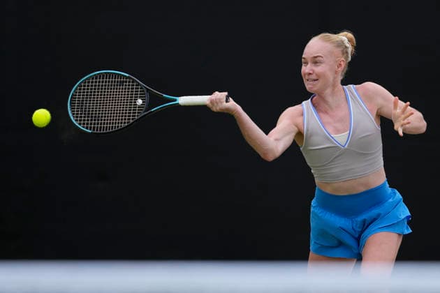 Lexus Nottingham Open - Day Six Mariia Kozyreva competes during the semi-final doubles match at the 2026 Lexus Nottingham Open Women s tennis tournament at the Nottingham Tennis Centre in Nottingham, England, on June 20, 2026. Nottingham Great Britain United Kingdom  Copyright: xOwenxHammondx originalFilename:hammond-2026lexu260620_npH4x.jpg