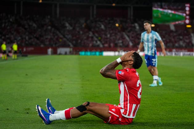 June 20, 2026, Almeria, Almeria, SPAIN: Daijiro Chirino of UD Almeria laments during the Liga Hypermotion, second leg of the Playoff for LaLiga EA Sports promotion, football match played between UD Almeria and Malaga CF at UD Almeria stadium on June 20, 2026, in Almeria, Spain. Almeria SPAIN - ZUMAa181 20260620_zaa_a181_073 Copyright: xJoaquinxCorcherox