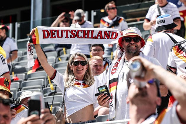 Sports, Soccer, 2026 FIFA World Cup, Group XX, Matchday 2, Germany vs. Ivory Coast, May 20, 2026, BMO Field, Toronto; Germany fan wearing a scarf at BMO Field, Toronto, Ontario, Canada,detected_source_language