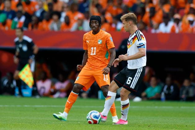 TORONTO STADIUM TORONTO ONTARIO KANADA 20.06.2026 FIFA MISTRZOSTWA SWIATA 2026 W PILKA NOZNA W KANADA MECZ GRUPA E GERMANY I COTE DIVOIRE FIFA World Cup, WM, Weltmeisterschaft, Fussball 2026 Group E match between Germany and CÃ te d Ivoire at Toronto Stadium in Toronto Canada on June 20, 2026 in Toronto, Ontario, Canada. N Z CÃ te d Ivoire forward Yan Diomande (11) Germany midfielder Joshua Kimmich (6) FOT. KAMIL KRZACZYNSKI NEWSPIX.PL --- newspix.pl POLAND OUT!  KSK