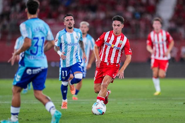 June 20, 2026, Almeria, Almeria, SPAIN: Sergio Arribas of UD Almeria in action during the Liga Hypermotion, second leg of the Playoff for LaLiga EA Sports promotion, football match played between UD Almeria and Malaga CF at UD Almeria stadium on June 20, 2026, in Almeria, Spain. UD Almeria V Malaga CF - LaLiga Hypermotion  - ZUMAa181 20260620_zaa_a181_081 Copyright: xJoaquinxCorcherox