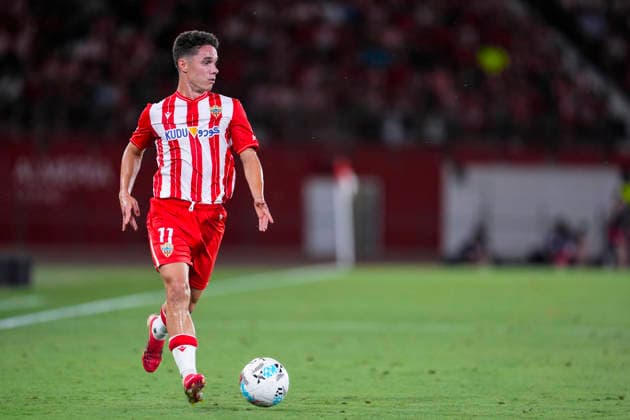 June 20, 2026, Almeria, Almeria, SPAIN: Sergio Arribas of UD Almeria in action during the Liga Hypermotion, second leg of the Playoff for LaLiga EA Sports promotion, football match played between UD Almeria and Malaga CF at UD Almeria stadium on June 20, 2026, in Almeria, Spain. UD Almeria V Malaga CF - LaLiga Hypermotion  - ZUMAa181 20260620_zaa_a181_083 Copyright: xJoaquinxCorcherox