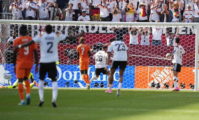 Deniz Undav of Germany scores and celebrates his teams first goal during the Germany vs. Ivory Coast match in Group E of the 2026 FIFA World Cup at Toronto Stadium in Toronto, Canada, on June 20, 2026. Photo by DeFodi Images (Thor Wegner),detected_source_language