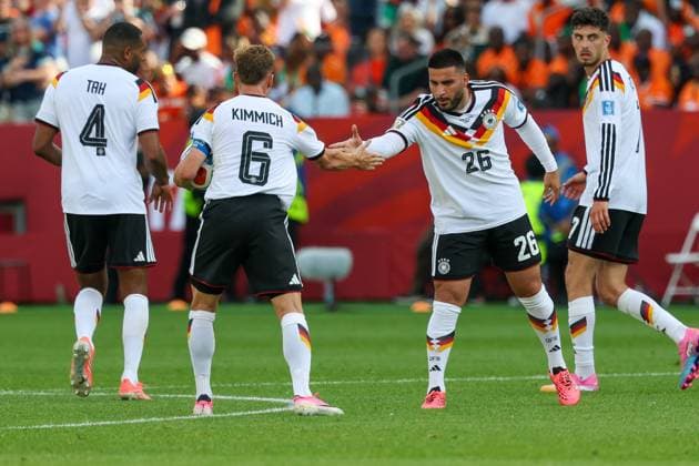 Joshua Kimmich celebrates a goal for Germany in the 6th minute; Deniz Undav scores for Germany in the 26th minute to tie the game at 1-1; Germany vs. Ivory Coast, Soccer, FIFA, 2026 World Cup, Group Stage, June 20, 2026, Toronto, Ontario, Canada,detected_source_language Copyright: xkolbert-press ChristianxKolbertx