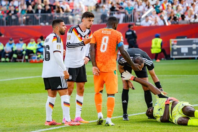 2026 FIFA World Cup, Group E, Match 2, Germany vs. Ivory Coast, June 20, 2026, at Toronto Stadium, Toronto Franck Kessie Kai Havertz (Germany) Deniz Undav (Germany) Referee,detected_source_language Copyright: xBahhoxKarax