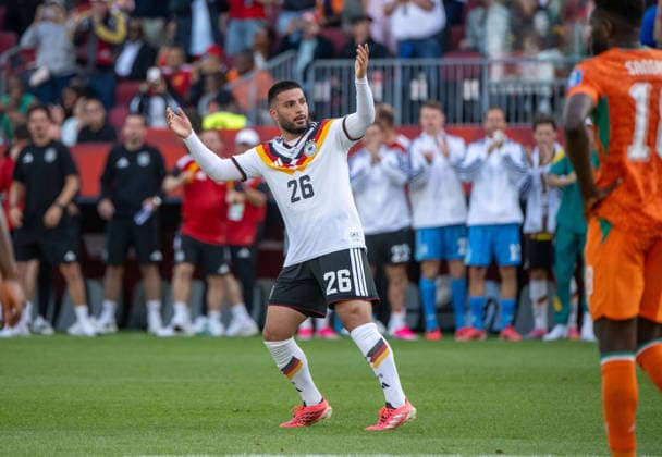 Soccer, Mens, 2026 FIFA World Cup, Group E match in Toronto, Matchday 2, Germany vs. Ivory Coast, Deniz Undav (Germany), celebrating after scoring the 1-1 goal, June 20, 2026,,detected_source_language Copyright: xMatthiasxKochx