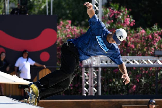 Matias Dell Olio of Argentina competes in the semi-finals of the men s street skateboard World Cup at Colle Oppio Park in Rome (Italy), June 20, 2026. andreaxstaccioli