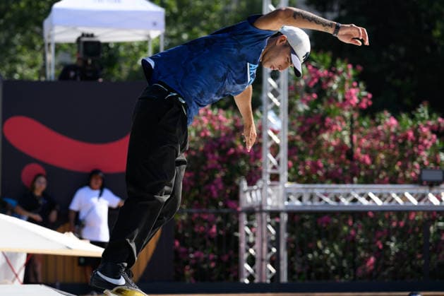 Matias Dell Olio of Argentina competes in the semi-finals of the men s street skateboard World Cup at Colle Oppio Park in Rome (Italy), June 20, 2026. andreaxstaccioli