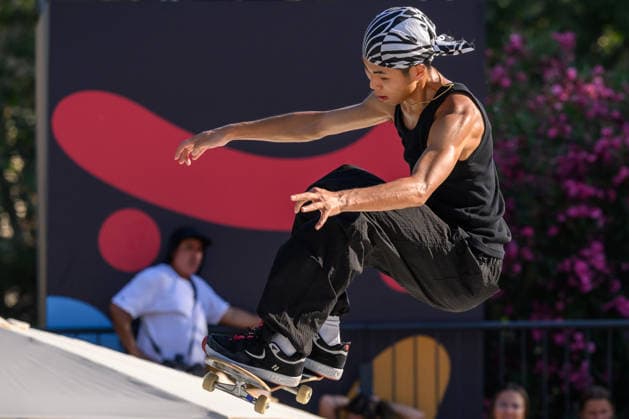 Yukito Aoki of Japan competes in the semi-finals of the men s street skateboard World Cup at Colle Oppio Park in Rome (Italy), June 20, 2026. andreaxstaccioli