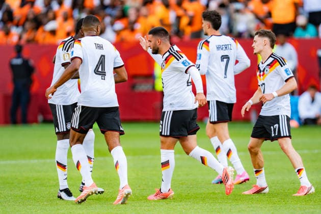 2026 FIFA World Cup, Group E, Match 2, Germany vs. Ivory Coast, June 20, 2026, at Toronto Stadium, Toronto. Goal to make it 1–1 by Deniz Undav (Germany), , Joshua Kimmich (Germany), Kai Havertz (Germany),detected_source_language Copyright: xBahhoxKarax