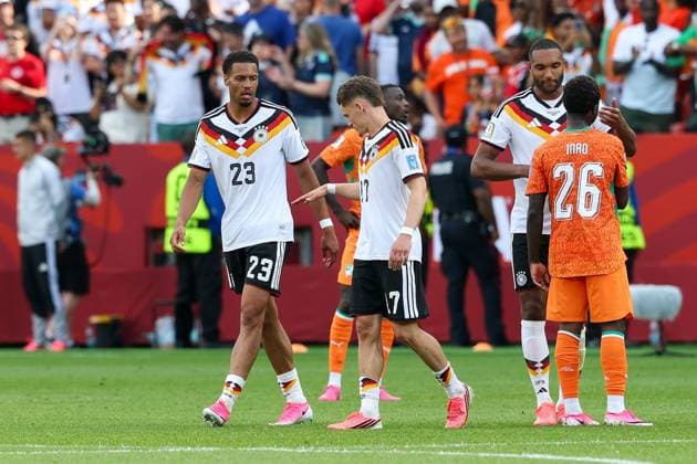 Felix Nmecha, 23, Germany; Florian Wirtz, 17, Germany; Final celebration; The team celebrates its victory; Germany vs. Ivory Coast; Soccer; FIFA; 2026 World Cup; Group stage; June 20, 2026, Toronto, Ontario, Canada,detected_source_language Copyright: xkolbert-press ChristianxKolbertx