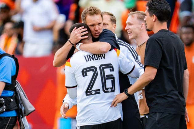 2026 FIFA World Cup, Group E, Match 2, Germany vs. Ivory Coast, June 20, 2026, at Toronto Stadium, Toronto Deniz Undav (Germany) is celebrated after the final whistle by Julian Nagelsmann (Germany) Oliver Baumann (Germany) Maximilian Beier (Germany) Pascal Gross (Germany) David Raum (Germany) Leon Goretzka (Germany),detected_source_language Copyright: xBahhoxKarax