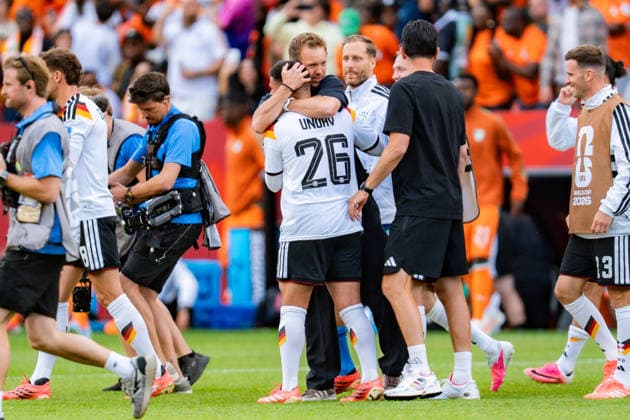 2026 FIFA World Cup, Group E, Match 2, Germany vs. Ivory Coast, June 20, 2026, at Toronto Stadium, Toronto Deniz Undav (Germany) is celebrated after the final whistle by Julian Nagelsmann (Germany) Oliver Baumann (Germany) Maximilian Beier (Germany) Pascal Gross (Germany) David Raum (Germany) Leon Goretzka (Germany),detected_source_language Copyright: xBahhoxKarax