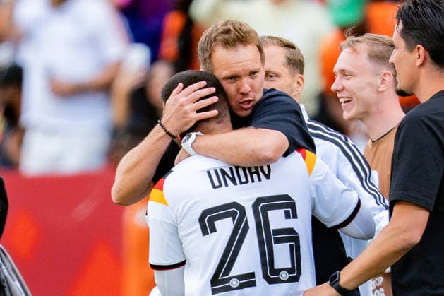 2026 FIFA World Cup, Group E, Match 2, Germany vs. Ivory Coast, June 20, 2026, at Toronto Stadium, Toronto Deniz Undav (Germany) is celebrated after the final whistle by Julian Nagelsmann (Germany) Oliver Baumann (Germany) Maximilian Beier (Germany) Pascal Gross (Germany) David Raum (Germany) Leon Goretzka (Germany),detected_source_language Copyright: xBahhoxKarax