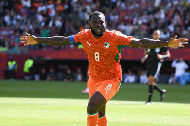 Germany national team, Nationalteam vs Ivory Coast National Team. FIFA World Cup, WM, Weltmeisterschaft, Fussball 2026 Group E match. Franck KESSIE celebrates after scoring the opening goal of the match played between the National Teams of Germany and Cote dIvoire. FIFA World Cup 2026 Group E match, played on 20.06.26 at the Toronto Stadium in Toronto, Ontario, Canada. Photo Jose Campos PMEimages Toronto Ontario Canada Copyright: xJosexCamposx xPMEimagesx