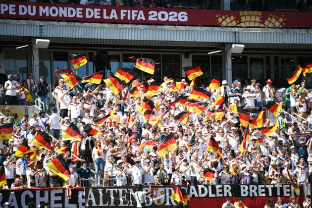 Germany national team, Nationalteam vs Ivory Coast National Team. FIFA World Cup, WM, Weltmeisterschaft, Fussball 2026 Group E match. Germany National Team supporters celebrating during the match played between the National Teams of Germany and Cote dIvoire. FIFA World Cup 2026 Group E match, played on 20.06.26 at the Toronto Stadium in Toronto, Ontario, Canada. Photo Jose Campos PMEimages Toronto Ontario Canada Copyright: xx