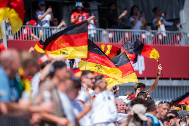 2026 FIFA World Cup, Group E, Match 2, Germany vs. Ivory Coast, June 20, 2026, at Toronto Stadium, Toronto; German fans; German flags,detected_source_language Copyright: xBahhoxKarax