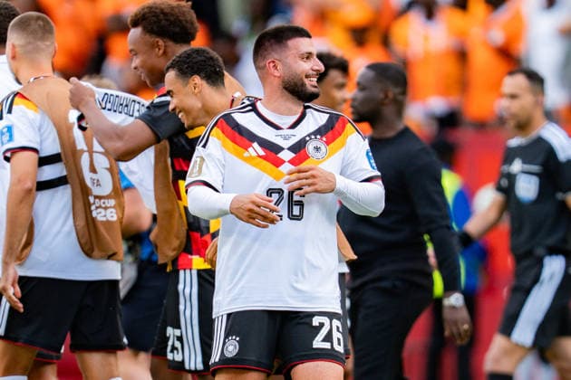 2026 FIFA World Cup, Group E, Match 2, Germany vs. Ivory Coast, June 20, 2026, at Toronto Stadium, Toronto. Deniz Undav of Germany is celebrated after the final whistle alongside Jamal Musiala of Germany.,detected_source_language Copyright: xBahhoxKarax