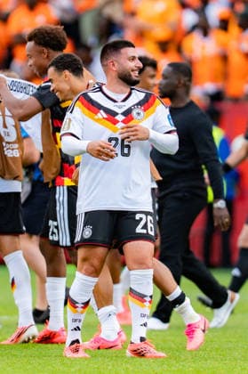 2026 FIFA World Cup, Group E, Match 2, Germany vs. Ivory Coast, June 20, 2026, at Toronto Stadium, Toronto. Deniz Undav of Germany is celebrated after the final whistle alongside Jamal Musiala of Germany.,detected_source_language Copyright: xBahhoxKarax