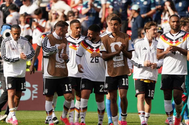 Soccer, 2026 World Cup, FIFA World Cup 2026, Soccer World Cup, Canada, USA, Mexico 2026, Germany vs. Ivory Coast, Group Stage, Group E, June 20, 2026, Toronto Stadium, Canada, Deniz Undav, Jamal Musiala, Jonathan Tah, Germany, Photo by Chai von der Laage. FIFA regulations prohibit any use of photographs as image sequences and or quasi-video. EDITORIAL USE ONLY,,detected_source_language