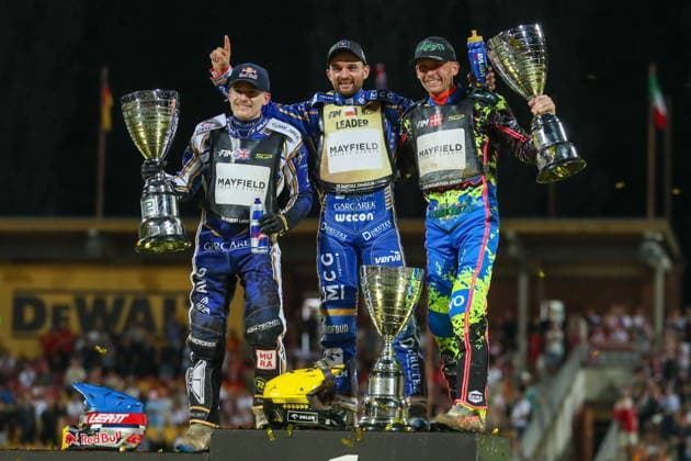 Wroclaw 20.06.2026. Zuzel FIM indywidualne mistrzostwa swiata na zuzlu sezon 2026 --- FIM Speedway Grand Prix season 2026 nz Bartosz Zmarzlik, Michael Jepsen Jensen, Robert Lambert Fot. Kacper Staniec NEWSPIX.PL --- newspix.pl POLAND OUT! 