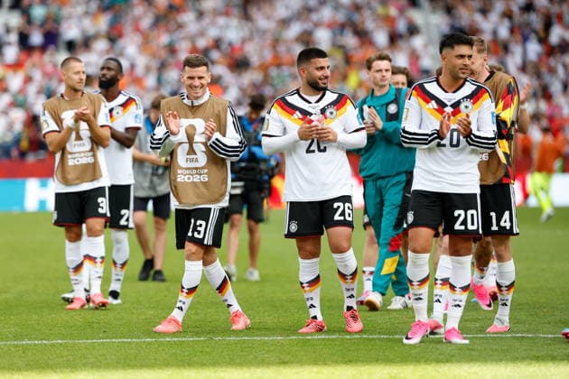 TORONTO STADIUM TORONTO ONTARIO KANADA 20.06.2026 FIFA MISTRZOSTWA SWIATA 2026 W PILKA NOZNA W KANADA MECZ GRUPA E GERMANY I COTE DIVOIRE FIFA World Cup, WM, Weltmeisterschaft, Fussball 2026 Group E match between Germany and CÃ te d Ivoire at Toronto Stadium in Toronto Canada on June 20, 2026 in Toronto, Ontario, Canada. N Z Germany players celebrates after match Germany midfielder Pascal Groß (13) Germany forward Deniz Undav (26) Germany midfielder Nadiem Amiri (20) FOT. KAMIL KRZACZYNSKI NEWSPIX.PL --- newspix.pl POLAND OUT!  KSK
