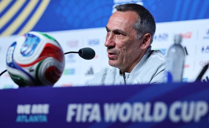 FIFA World Cup, WM, Weltmeisterschaft, Fussball 2026 - Spain press conference, PK, Pressekonferenz Saudi Arabia national soccer team head coach Georgios Donis attends a press conference in Atlanta, Georgia, USA, Saturday, 20 June 2026. Spain will face Saudi Arabia on 21 June in a FIFA World Cup 2026 Group H match. ATLANTA United States  Copyright: xRONALDxWITTEKx