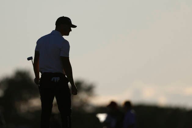 Wyndham Clark walks off the 15th green after a bogey during the third round of the 126th U.S. Open Golf Championship at Shinnecock Hills Golf Club in Southampton, NY, on Saturday, June 20, 2026.  NYC20260620828 JOHNxANGELILLO