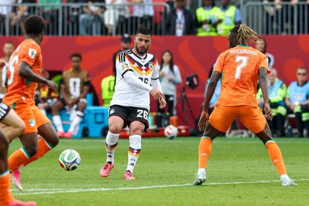 One-on-one, action, featuring Deniz Undav 26 (Germany), Germany vs. Ivory Coast, soccer, FIFA, 2026 World Cup, group stage, June 20, 2026, Toronto, Ontario, Canada,detected_source_language Copyright: xkolbert-press ChristianxKolbertx