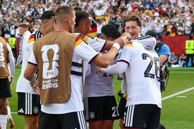 The team celebrates Deniz Undavs goal in the 26th minute, making the score 2–1. Germany vs. Ivory Coast, Soccer, FIFA, 2026 World Cup, Group Stage, June 20, 2026, Toronto, Ontario, Canada,detected_source_language Copyright: xkolbert-press ChristianxKolbertx