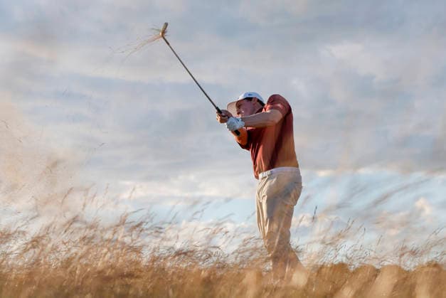 Matt Fitzpatrick of England hits out of the rough on the 16th hole during the third round of the 126th U.S. Open Golf Championship at Shinnecock Hills Golf Club in Southampton, NY, on Saturday, June 20, 2026.  NYC20260620829 JOHNxANGELILLO