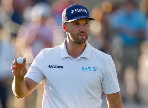 Wyndham Clark reacts after an eagle on the 16th hole during the third round of the 126th U.S. Open Golf Championship at Shinnecock Hills Golf Club in Southampton, NY, on Saturday, June 20, 2026.  NYC20260620833 JOHNxANGELILLO