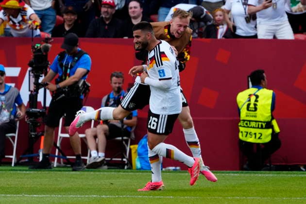 June 20, 2026, Toronto, On, CANADA: Germany s Maximilian Beier (14) jumps onto Germany s Deniz Undav (26) after Undav s second goal against Ivory Coast during stoppage time in the second half of a World Cup Group E soccer match, in Toronto, on Saturday, June 20, 2026. Canada News - June 20, 2026  - ZUMAc35_ 20260620_zaf_c35_201 Copyright: xFrankxGunnx